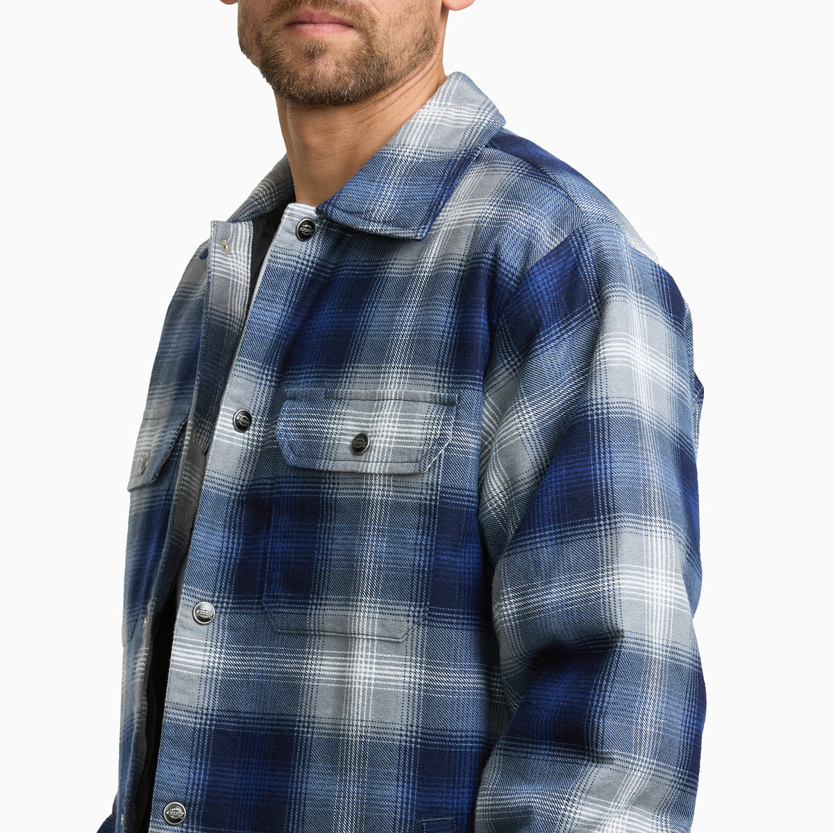 Insulated Plaid Shirt Jacket - PEACOAT (A65)