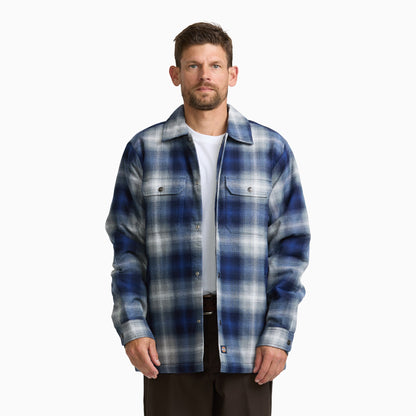 Insulated Plaid Shirt Jacket - PEACOAT (A65)