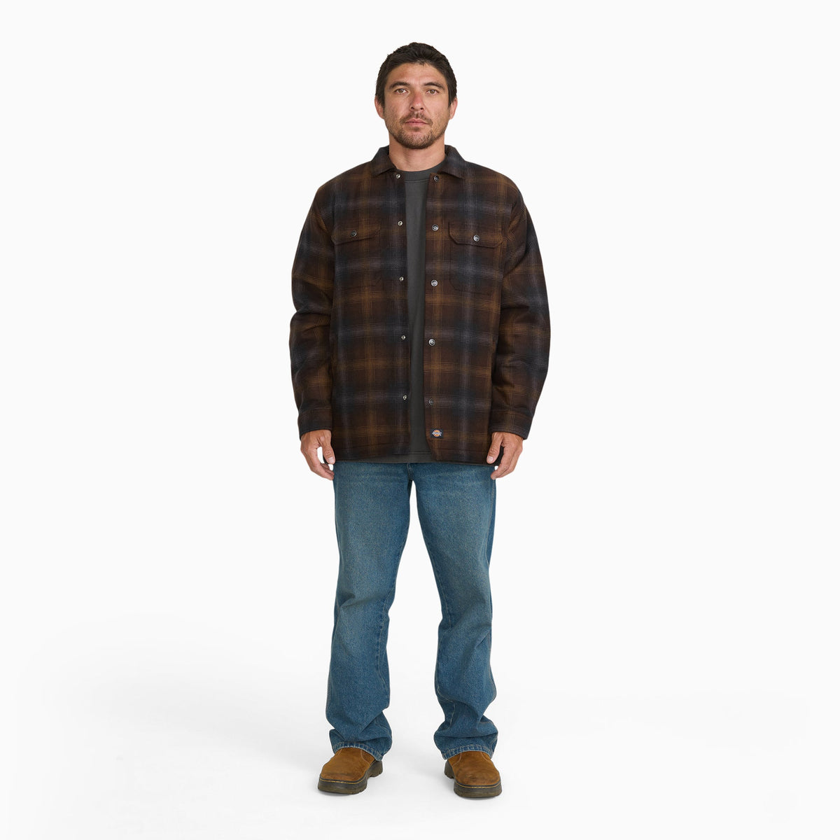 Insulated Plaid Shirt Jacket - TOBACCO (TB0)