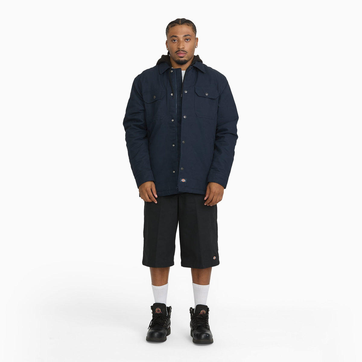 Insulated Duck Hooded  Shirt Jacket - Dark Navy (0DN)