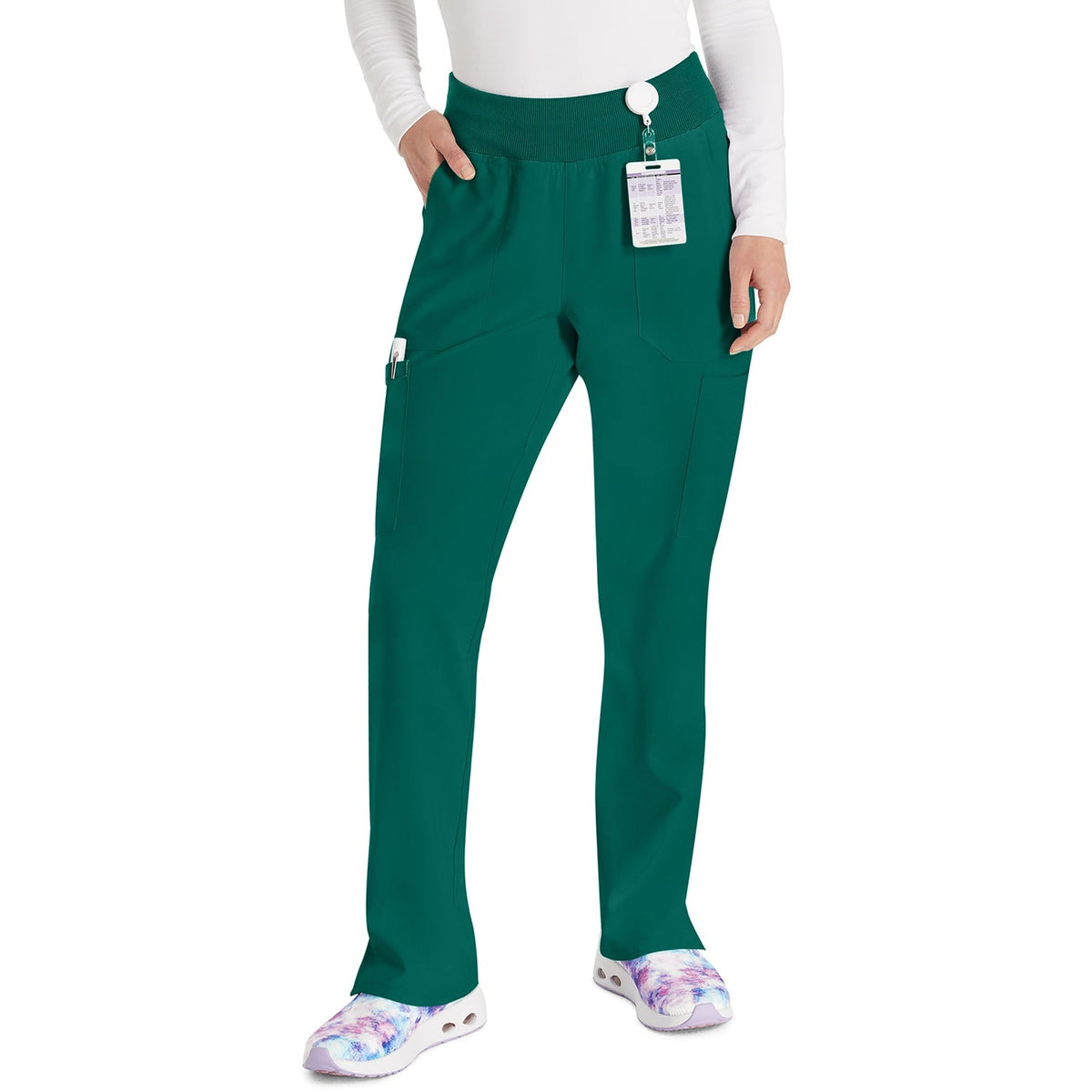 Women's EDS Essentials Natural Rise Tapered Leg Pull-On Scrub Pant - Hunter Green (GH)