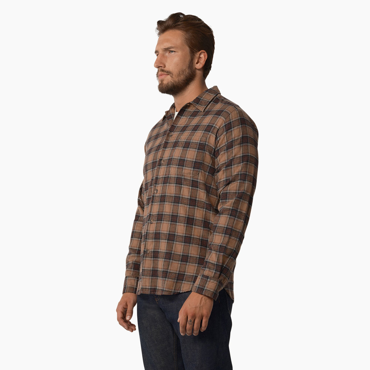 Dickies 1922 Long Sleeve Shirt - Rinsed Khaki and Gray Plaid (RXKY)