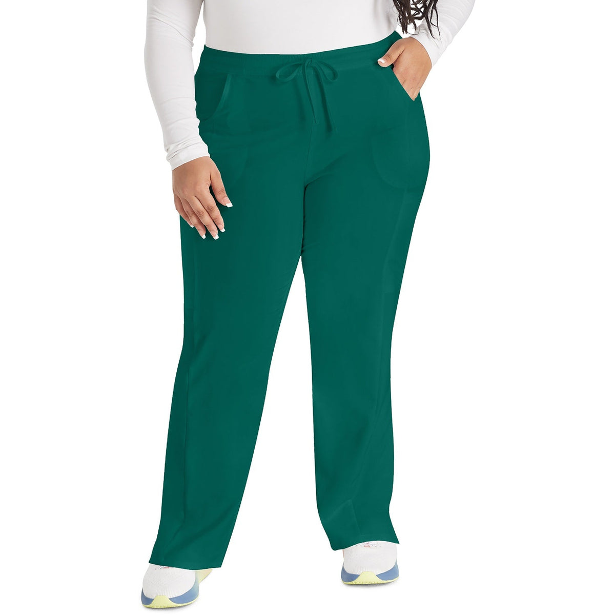 Women's EDS Essentials Mid Rise Straight Leg Drawstring Scrub Pant - Hunter Green (GH)