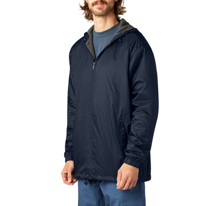 Fleece Lined Nylon Hooded Jacket - Dark Navy (DN)