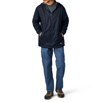 Fleece Lined Nylon Hooded Jacket - Dark Navy (DN)