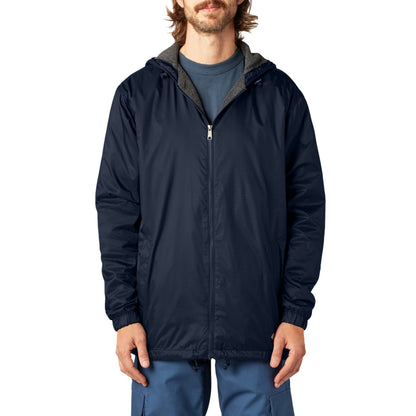 Fleece Lined Nylon Hooded Jacket - Dark Navy (DN)