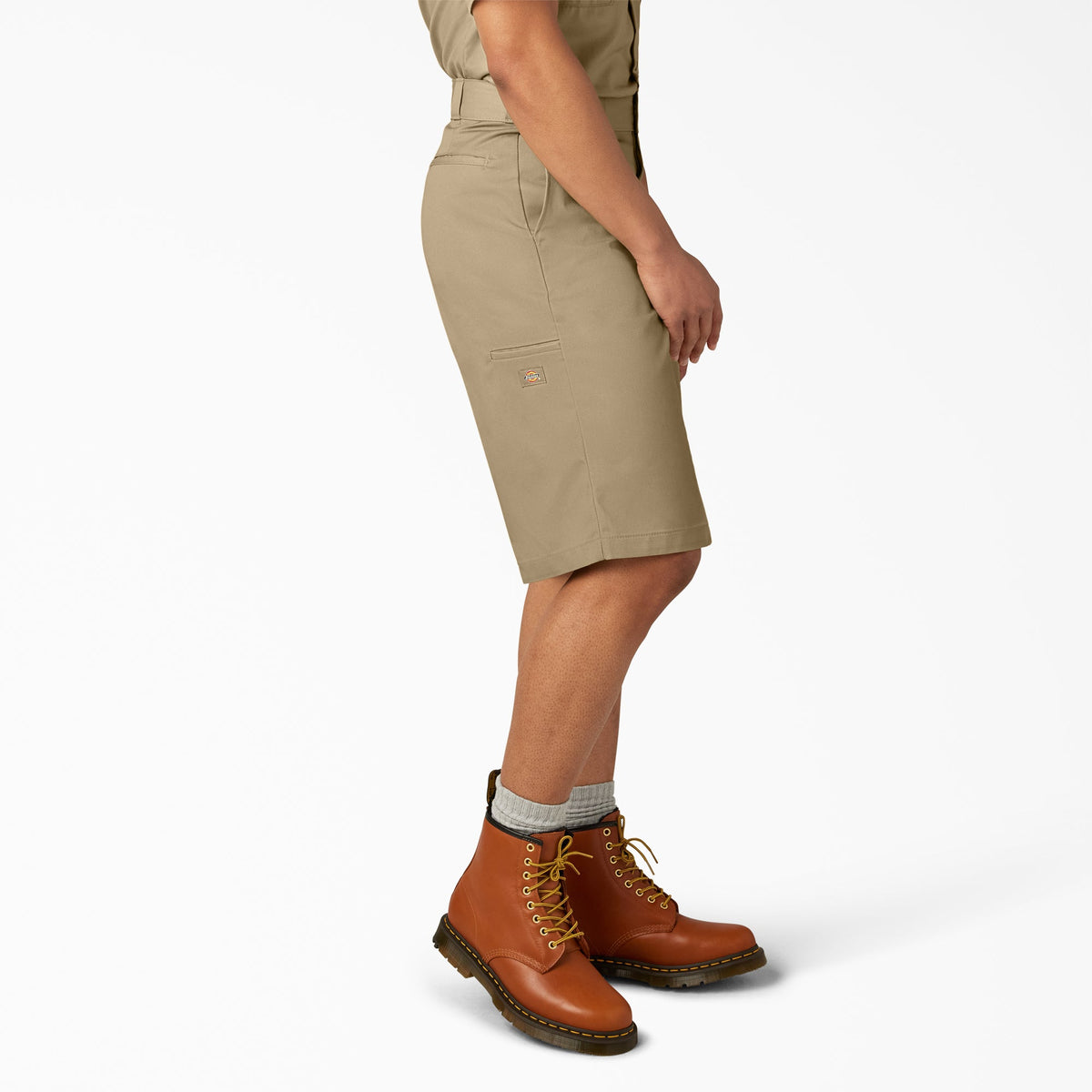 Loose Fit Flat Front Work Shorts, 13" - Khaki (KH)