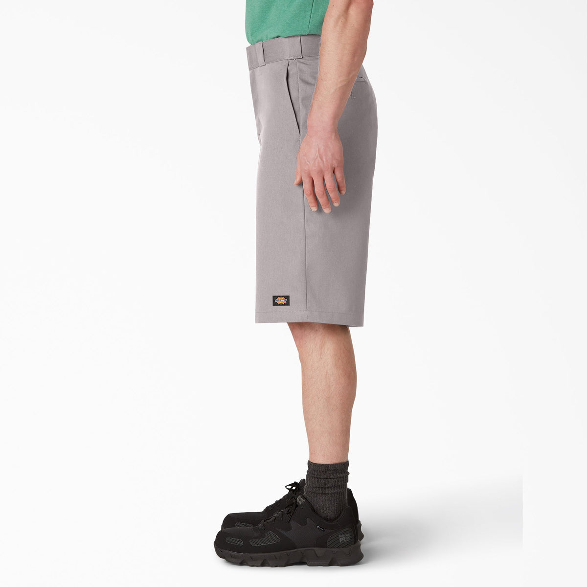 Loose Fit Flat Front Work Shorts, 13" - Silver (SV)