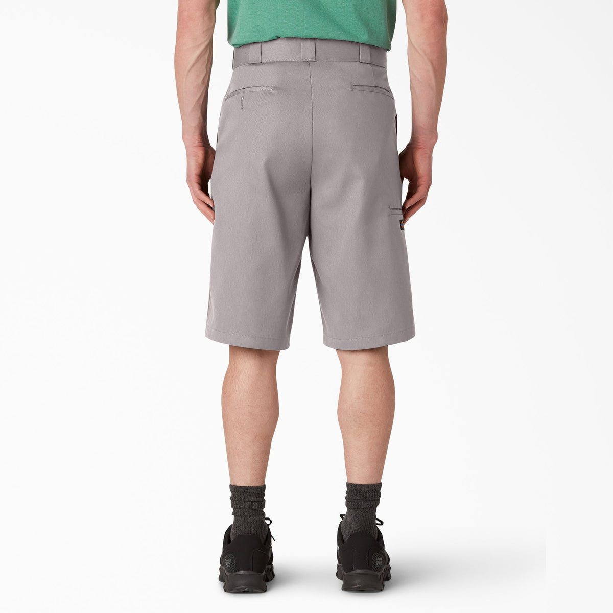 Loose Fit Flat Front Work Shorts, 13" - Silver (SV)