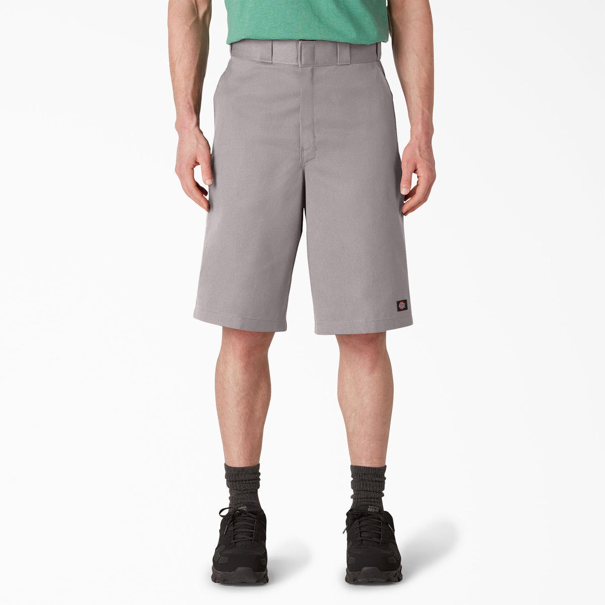 Loose Fit Flat Front Work Shorts, 13" - Silver (SV)