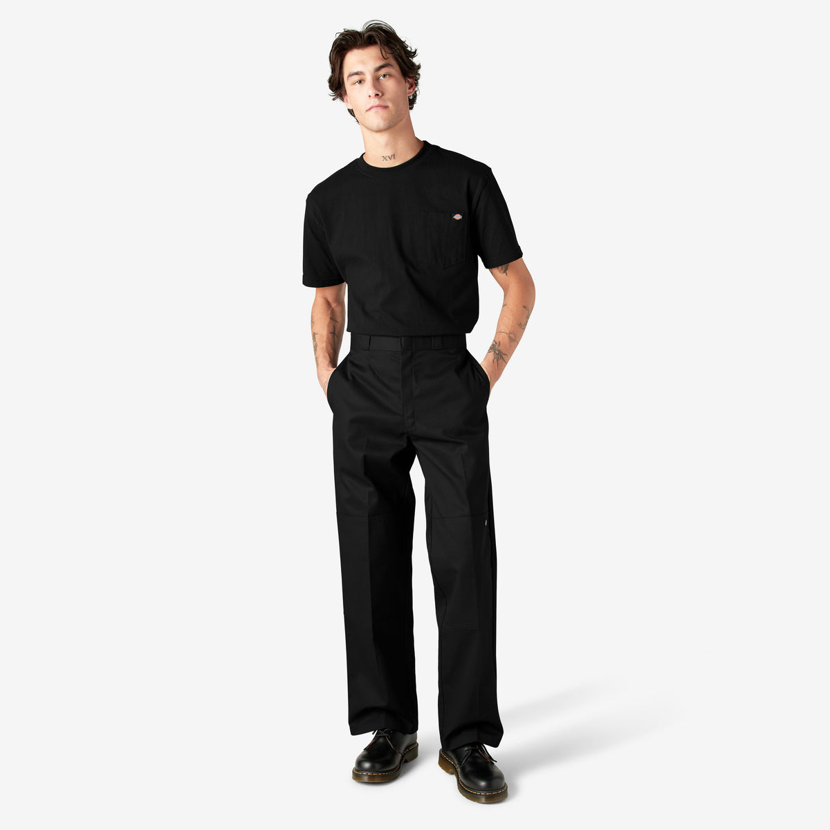 Loose Fit Double Knee Work Pants - Black (BK)