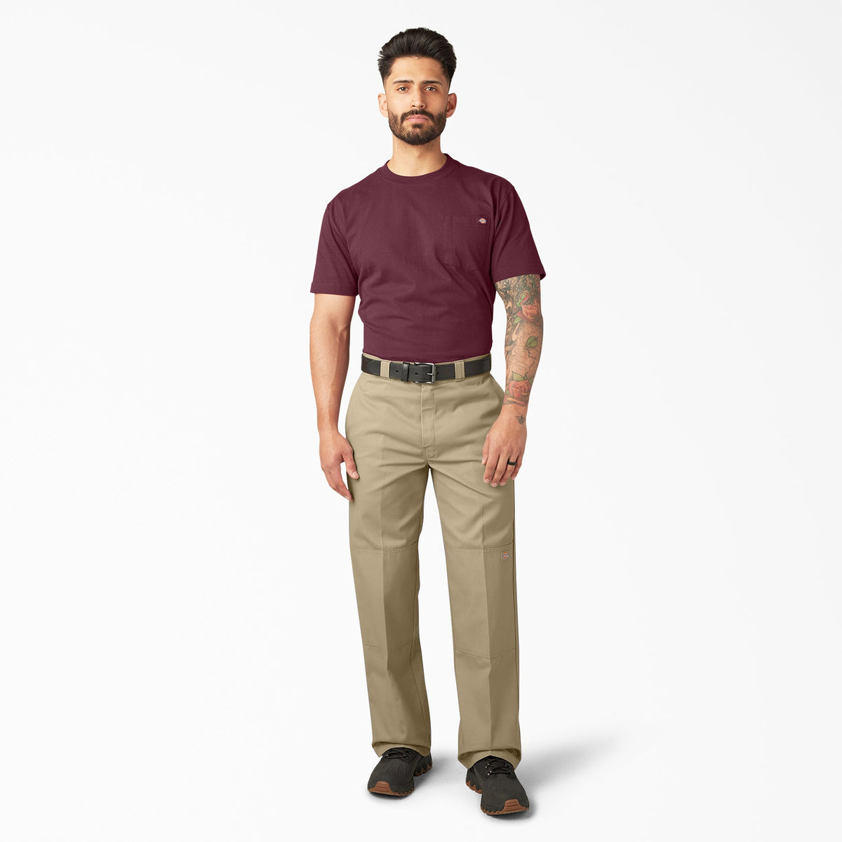 Loose Fit Double Knee Work Pants - Khaki (KH)