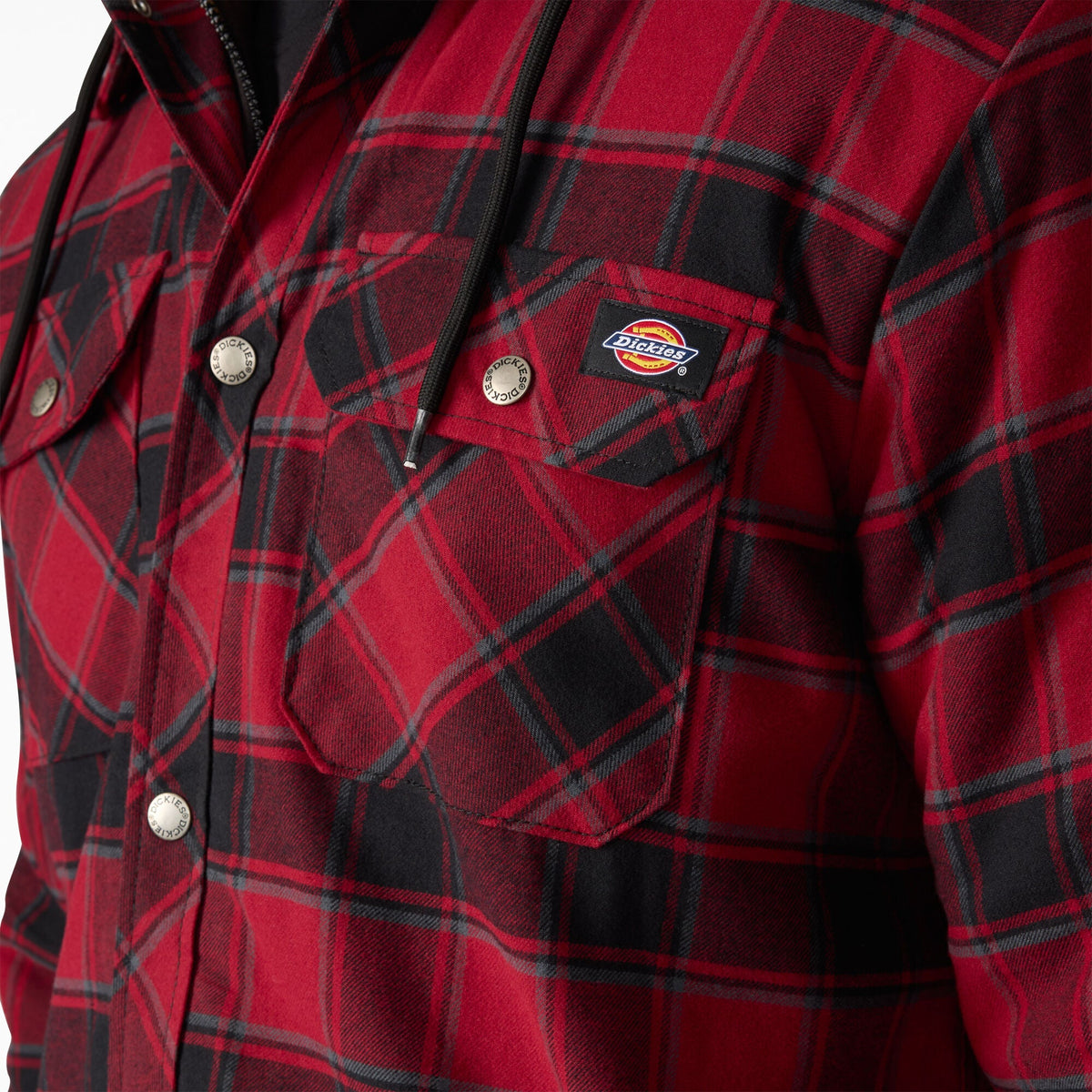 Water Repellent Flannel Hooded Shirt Jacket - Tibetan Red (K74)