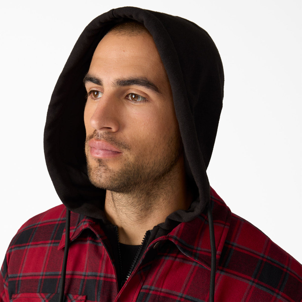 Water Repellent Flannel Hooded Shirt Jacket - Tibetan Red (K74)