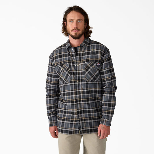 Water Repellent Fleece-Lined Flannel Shirt Jacket - Ultimate Gray (D06)