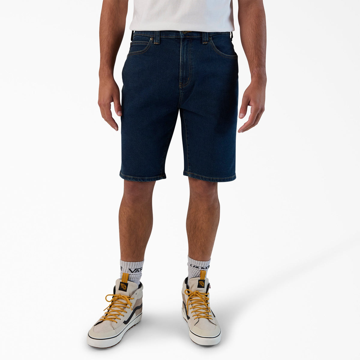 FLEX 5-Pocket Denim Shorts, 11" - Dark Denim Wash (DWI)