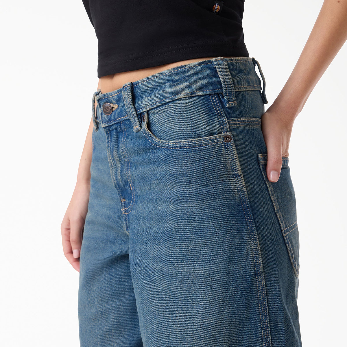 Women's 957 Loose Tapered Work Jeans - Khaki Tinted Blue (L23)