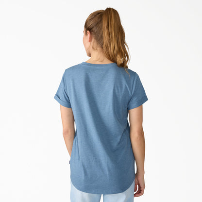 Women's Cooling Performance Short Sleeve V-Neck T-Shirt - Retro Indigo Heather (L51)