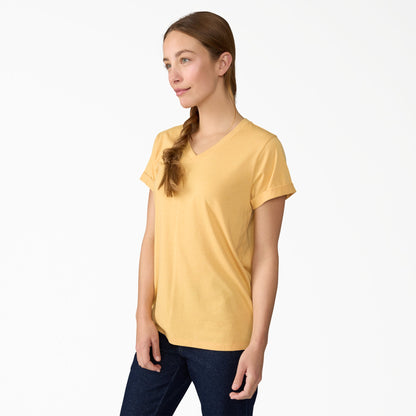 Women's Cooling Performance Short Sleeve V-Neck T-Shirt - Oak Buff Heather (L66)