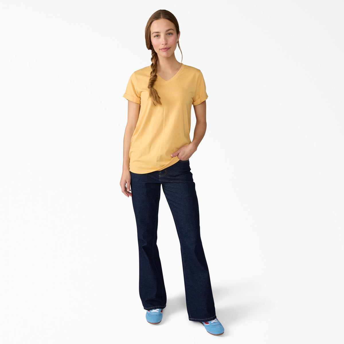Women's Cooling Performance Short Sleeve V-Neck T-Shirt - Oak Buff Heather (L66)