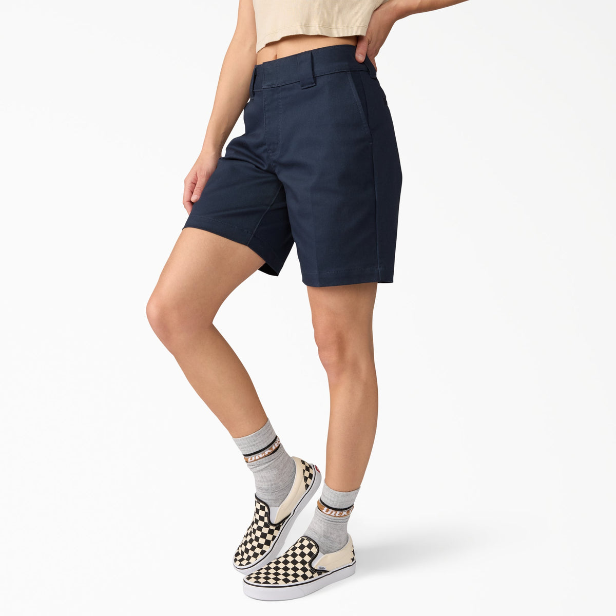 Women's Super Flex Flat Front Shorts, 9" - Dark Navy (0DN)