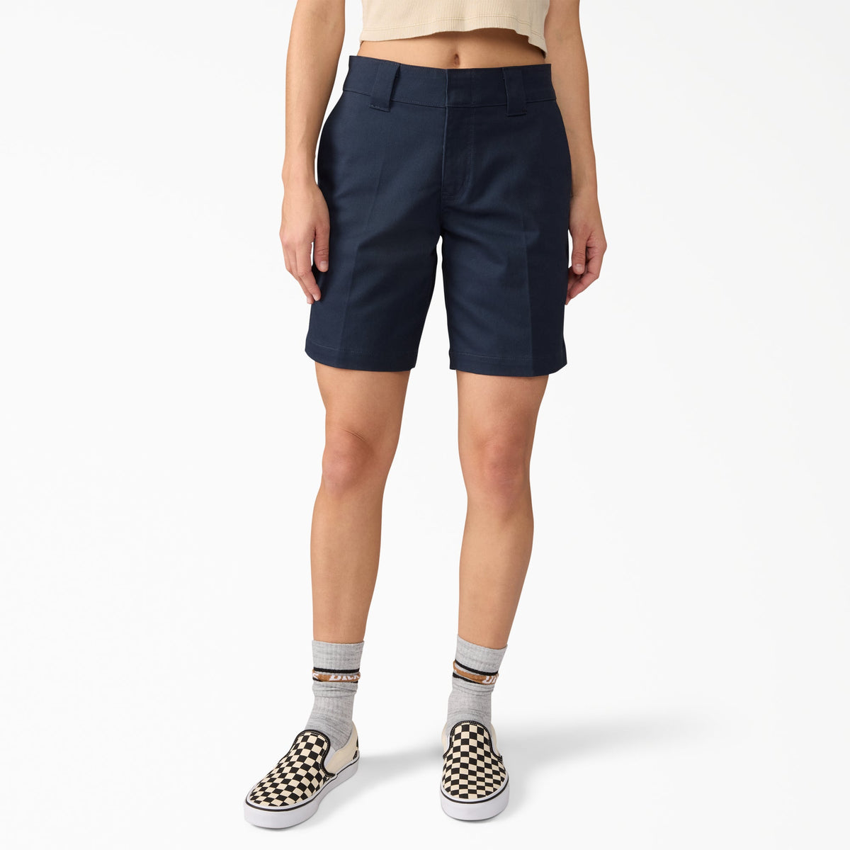 Women's Super Flex Flat Front Shorts, 9" - Dark Navy (0DN)