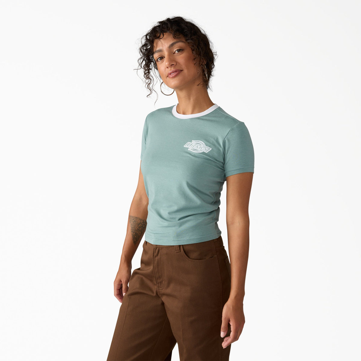 Women's Plainville Ringer T-Shirt - Stormy Sea (L37)
