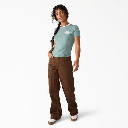 Women's Plainville Ringer T-Shirt - Stormy Sea (L37)
