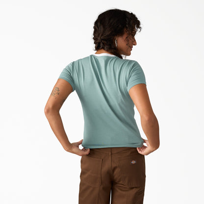 Women's Plainville Ringer T-Shirt - Stormy Sea (L37)