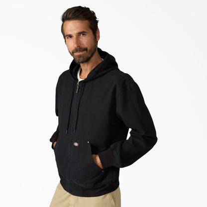 Unlined Canvas Hooded Bomber - Black (BLK)