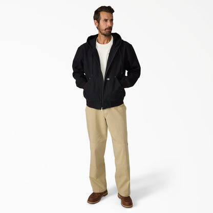 Unlined Canvas Hooded Bomber - Black (BLK)
