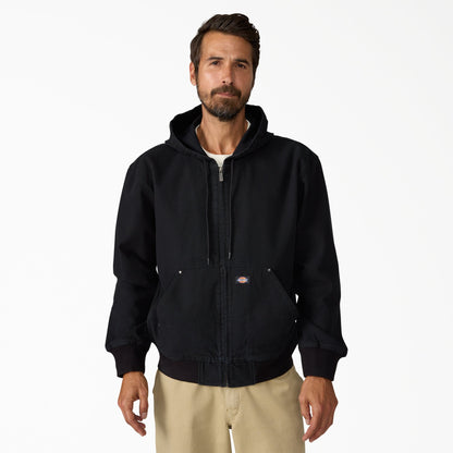 Unlined Canvas Hooded Bomber - Black (BLK)