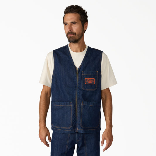 Dickies x Harley-Davidson® Denim Zip-Up Vest - Rinsed Indigo Blue (RNB)