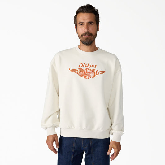 Dickies x Harley-Davidson® Boxy Fit Embroidered Crewneck Sweatshirt - Bone (L63)