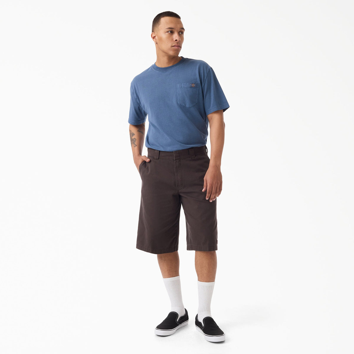Worn In Loose Work Shorts, 13" - Dark Brown (0DB)