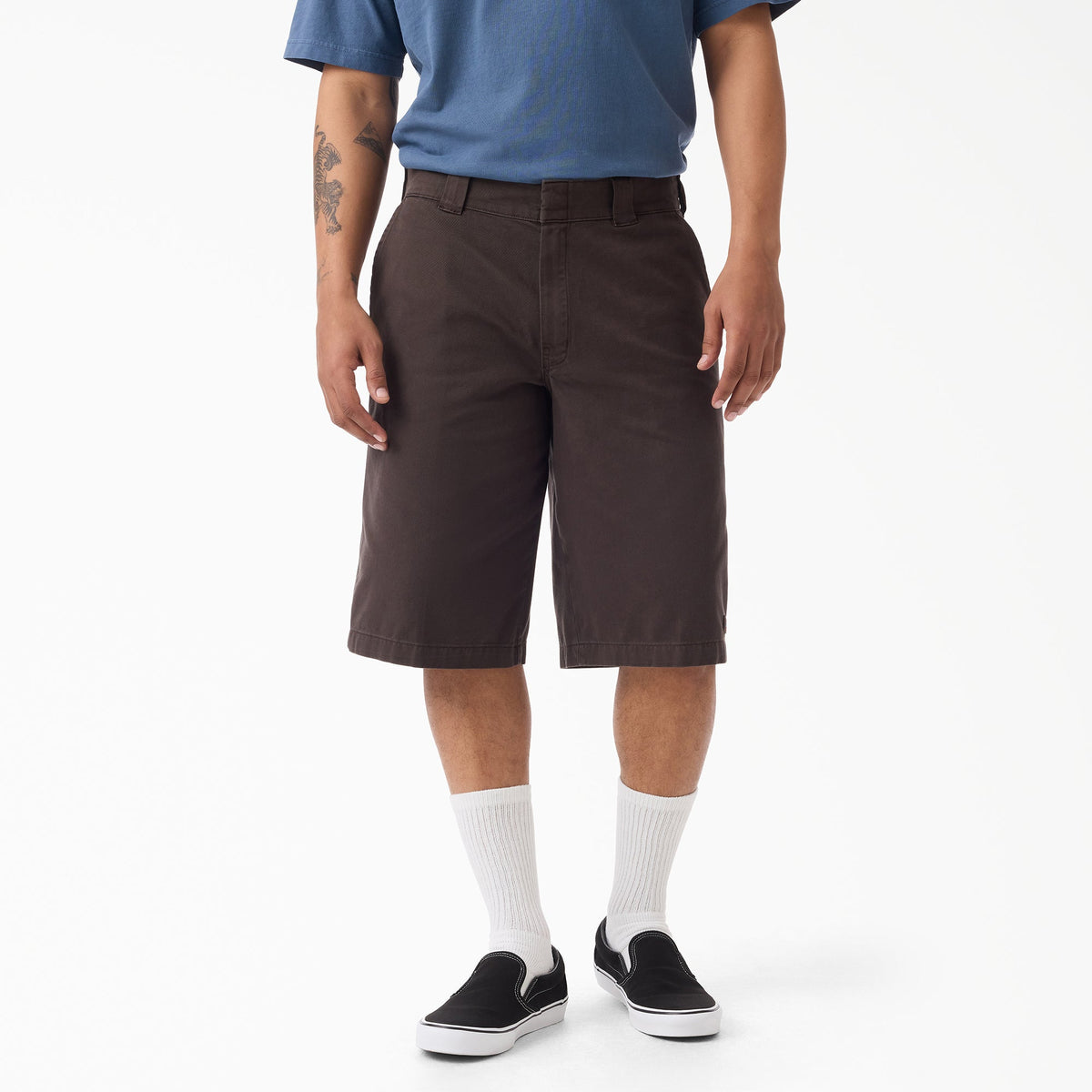 Worn In Loose Work Shorts, 13" - Dark Brown (0DB)
