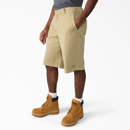 Worn In Loose Work Shorts, 13" - Khaki (KHK)
