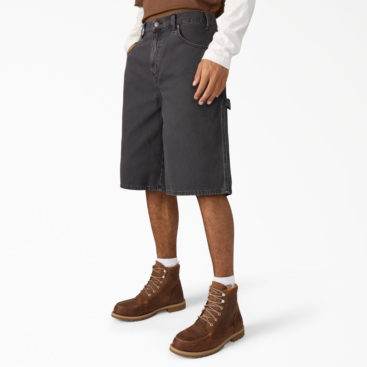 Worn In Relaxed Carpenter Duck Shorts, 13" - Black (BLK)