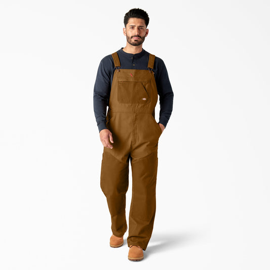 Waxed Canvas Double Front Bib Overalls - Brown Duck (BD)