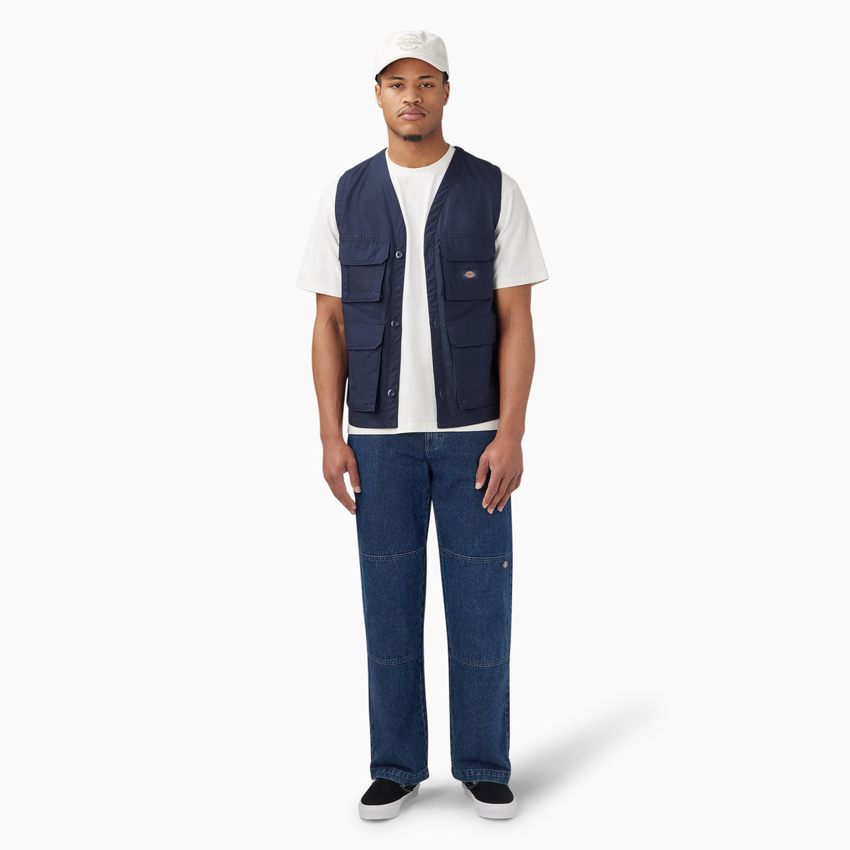 Loose Fit Double Knee Jeans - Stonewashed Indigo Blue (SNB)