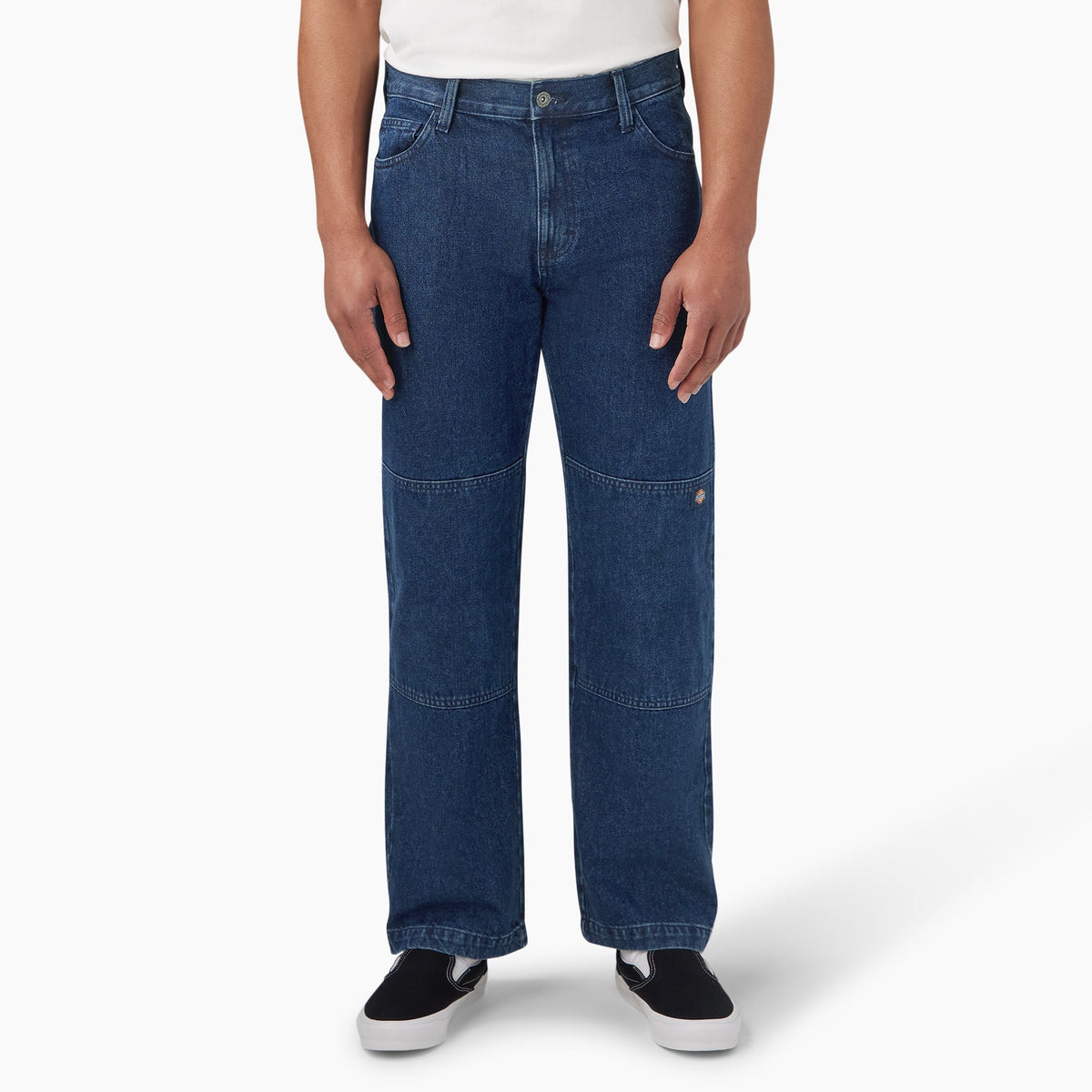 Loose Fit Double Knee Jeans - Stonewashed Indigo Blue (SNB)