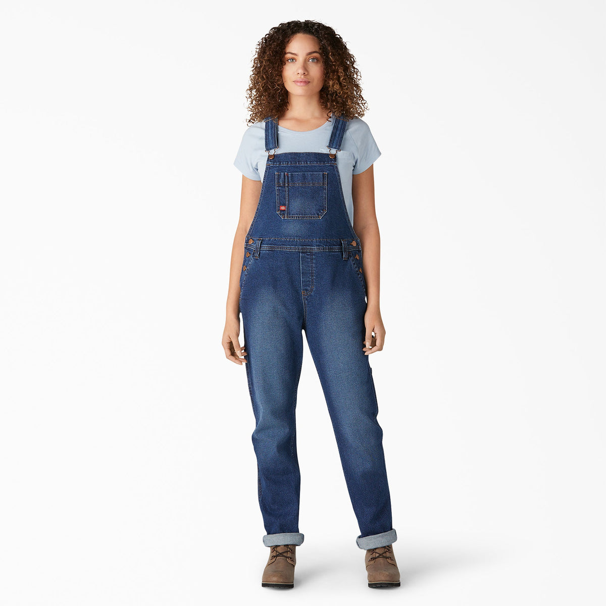 Women's Denim Boyfriend Fit Bib Overalls - Retro Stonewashed (RSW)