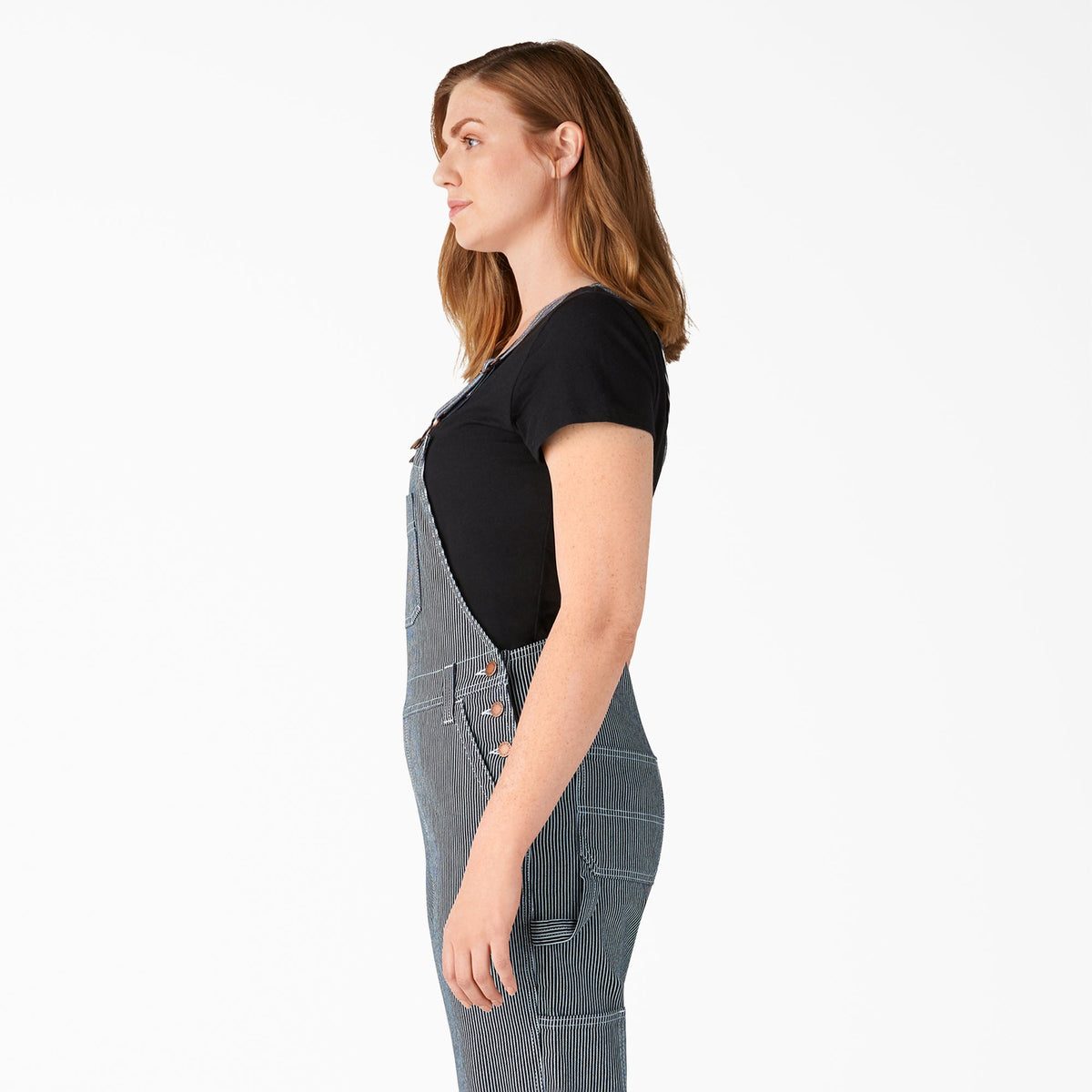 Women's Hickory Stripe Boyfriend Fit Bib Overalls - Stonewashed Hickory Stripe (SHS)