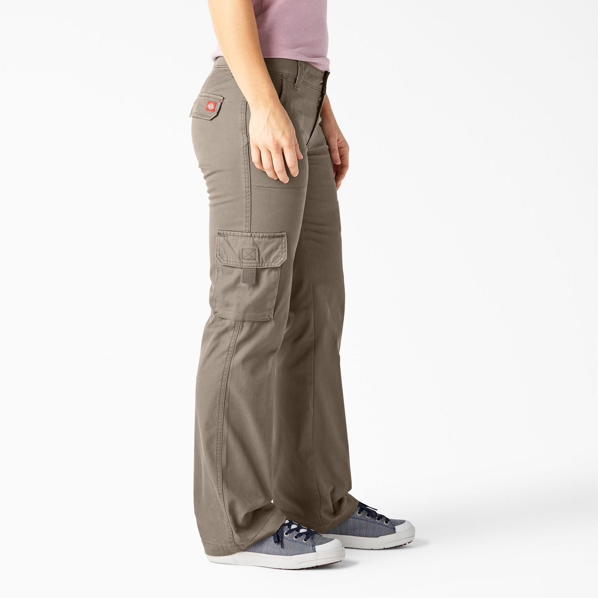 Women's Relaxed Fit Straight Leg Cargo Pants - Rinsed Pebble Brown (RNP)
