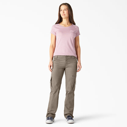 Women's Relaxed Fit Straight Leg Cargo Pants - Rinsed Pebble Brown (RNP)