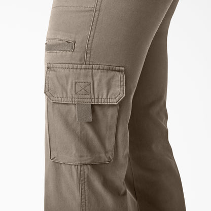 Women's Relaxed Fit Straight Leg Cargo Pants - Rinsed Pebble Brown (RNP)