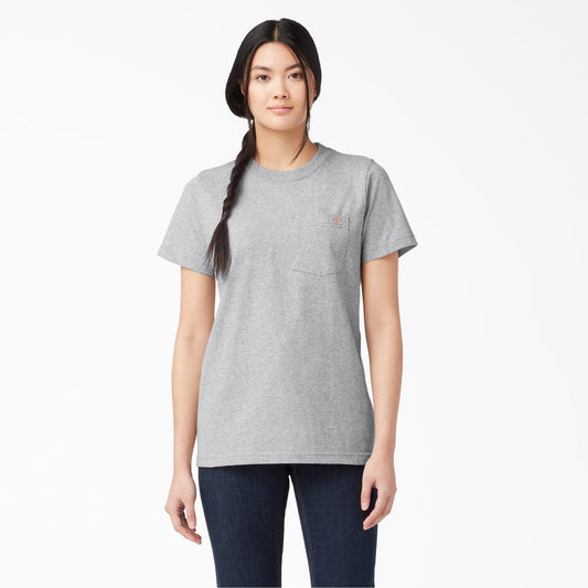 Women's Heavyweight Short Sleeve Pocket T-Shirt - Heather Gray (HG)