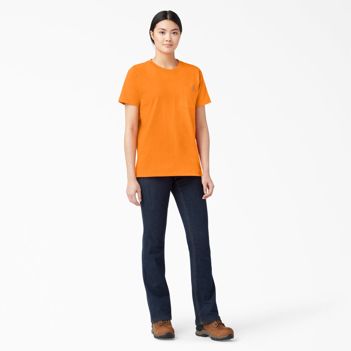 Women's Heavyweight Short Sleeve Pocket T-Shirt - Orange (OR)
