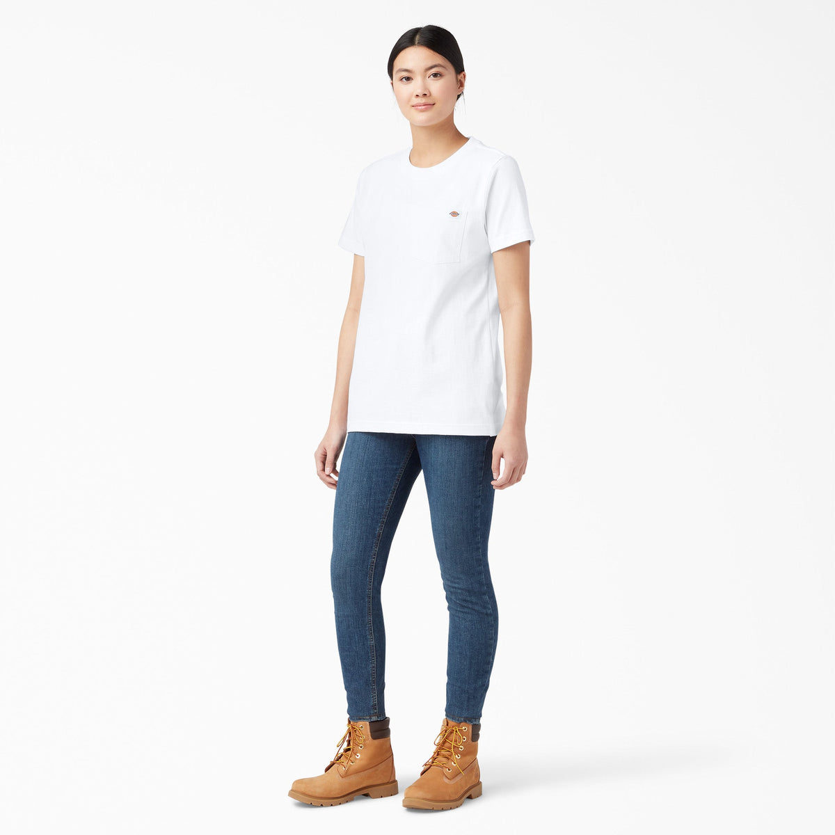 Women's Heavyweight Short Sleeve Pocket T-Shirt - White (WH)
