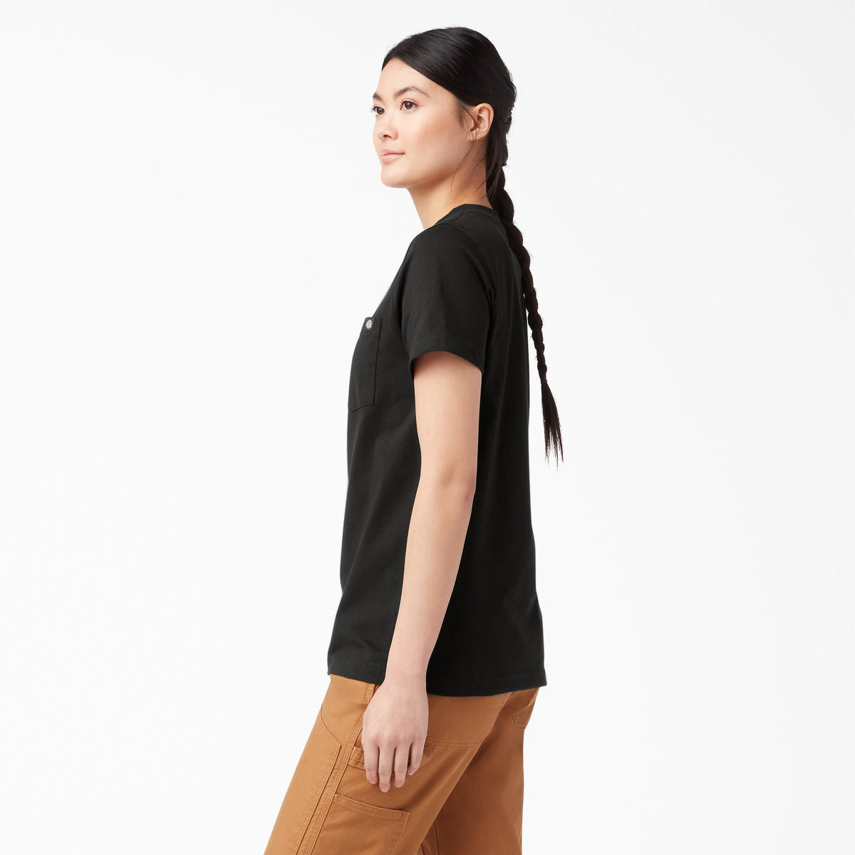 Women's Heavyweight Short Sleeve Pocket T-Shirt - Black (BK)